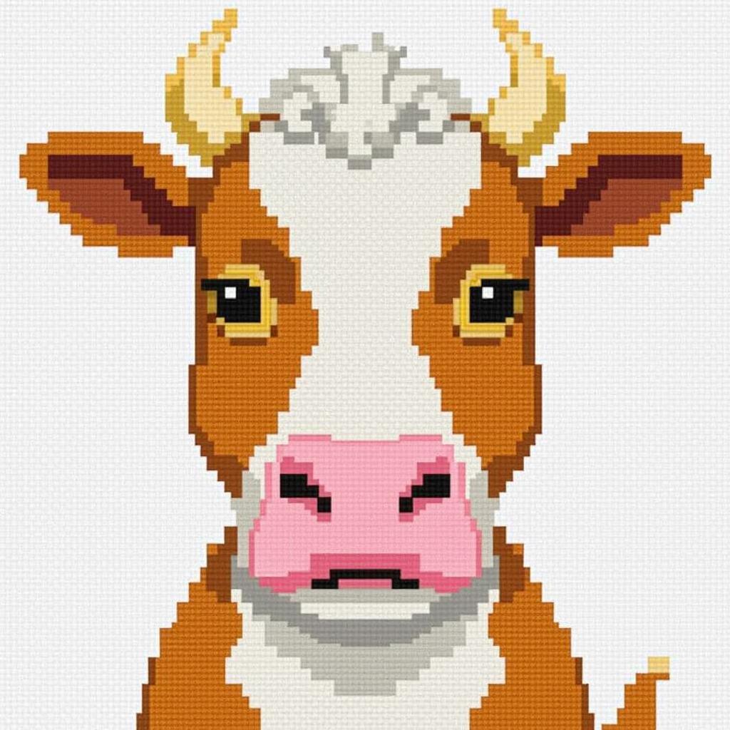 Beginner-Friendly Cow Cross Stitch Pattern