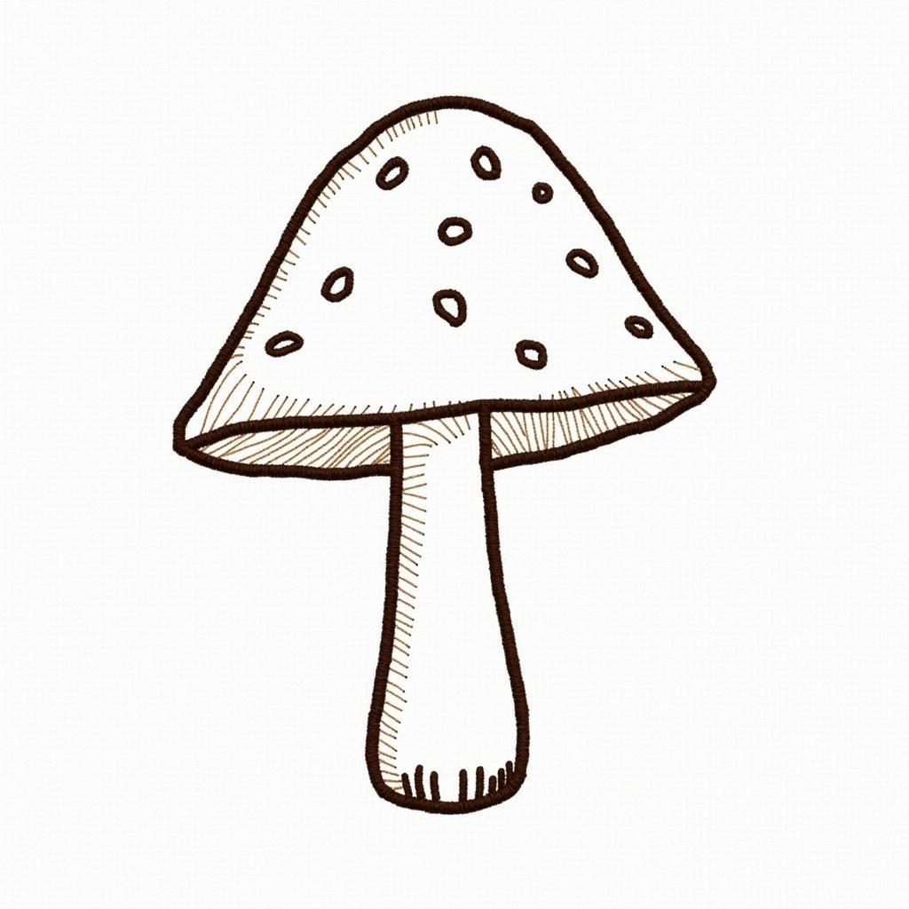 Simple mushroom embroidery design for beginners