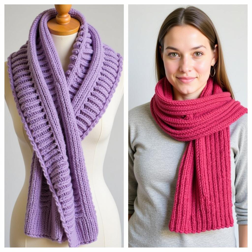 Beginner Knit Scarf Patterns in Garter and Stockinette Stitch