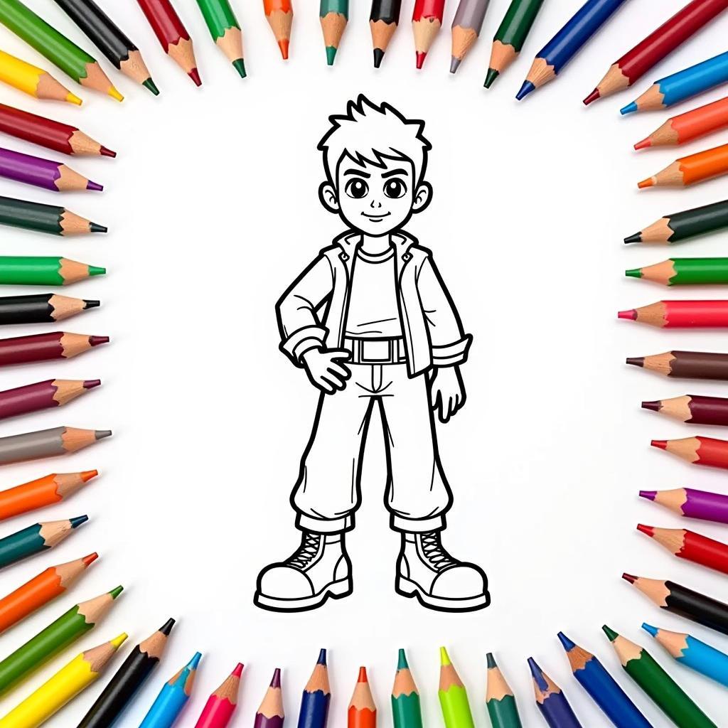 Ben 10 Coloring Page: Art Supplies