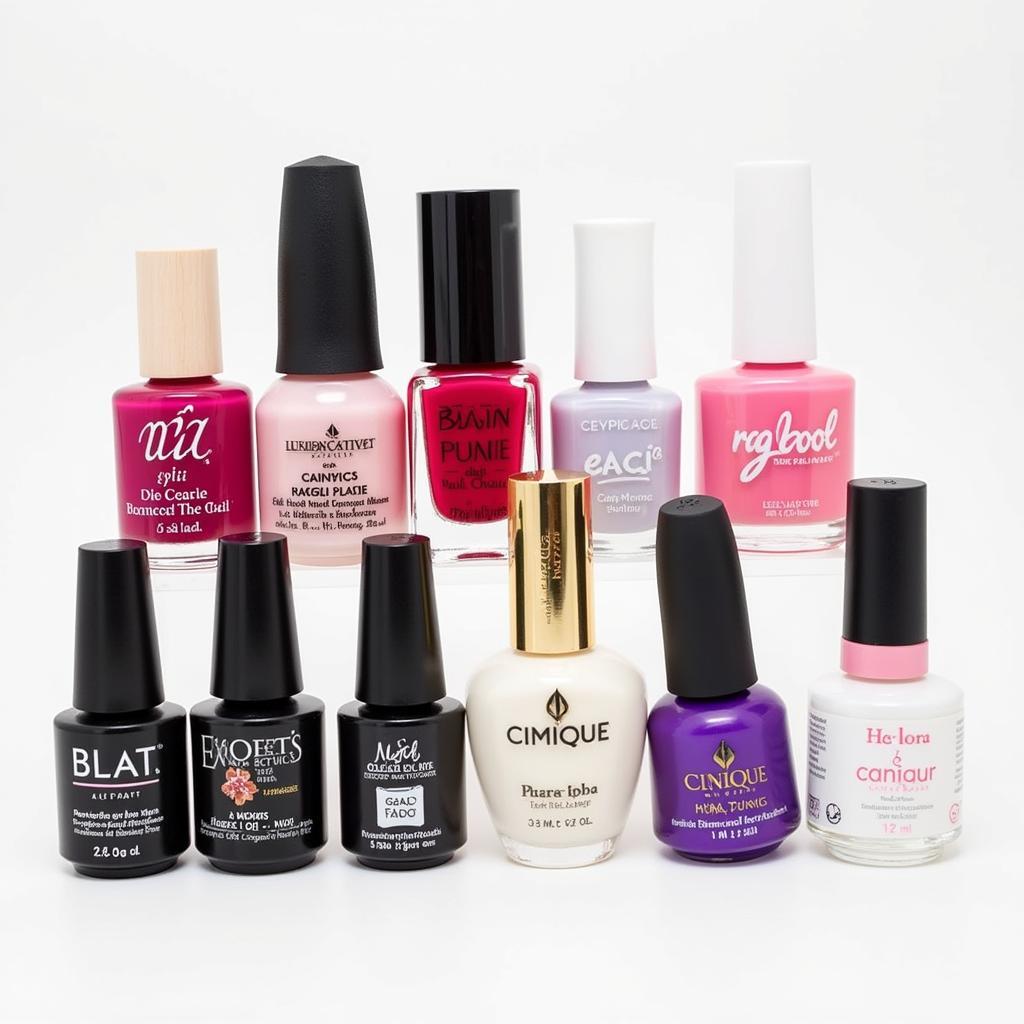 A display of different hema free gel polish brands