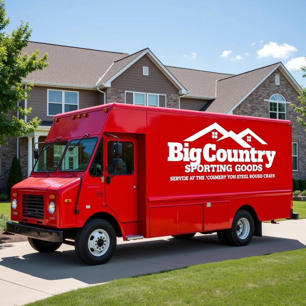 Delivery truck with Big Country Sporting Goods logo