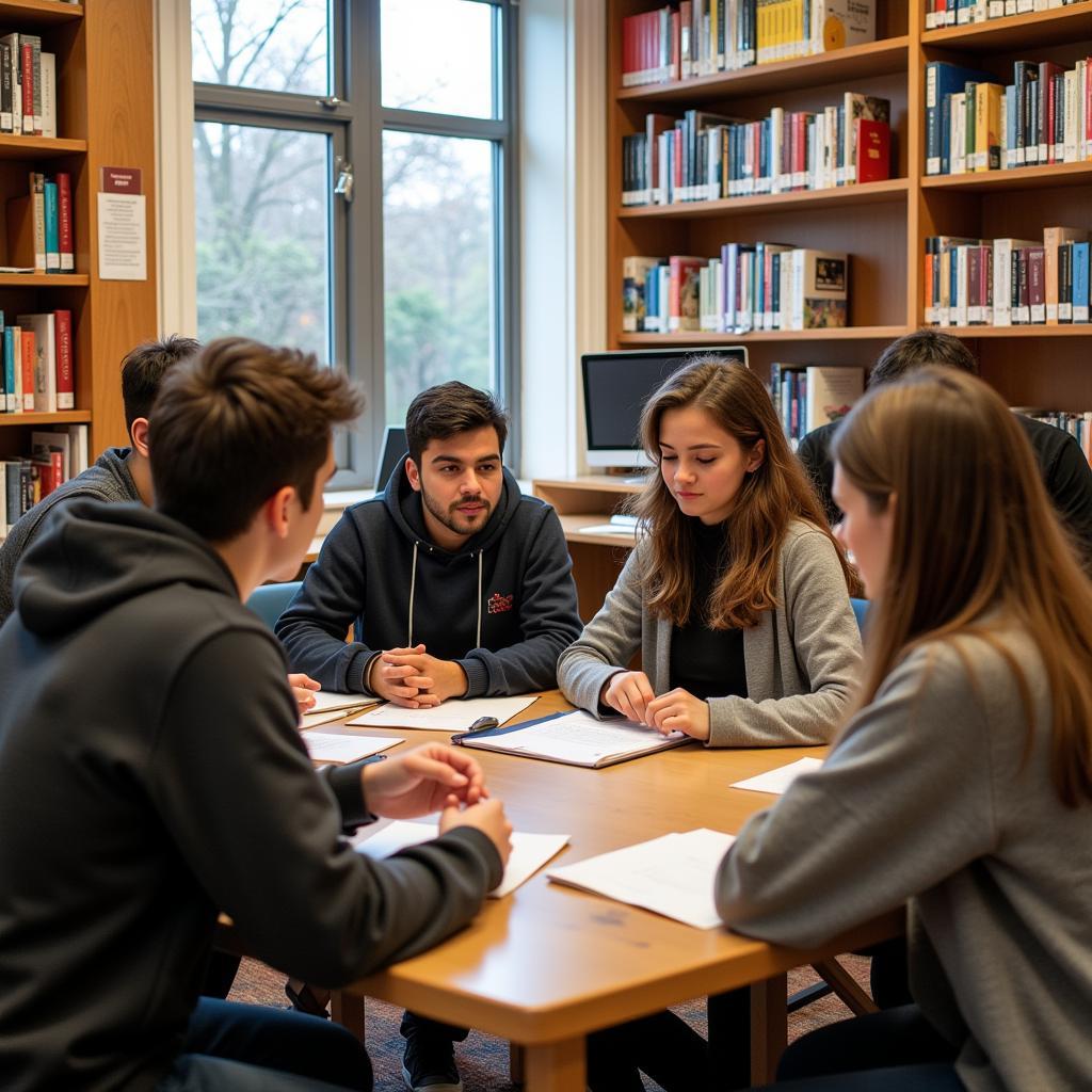 Students collaborating in a biology study group