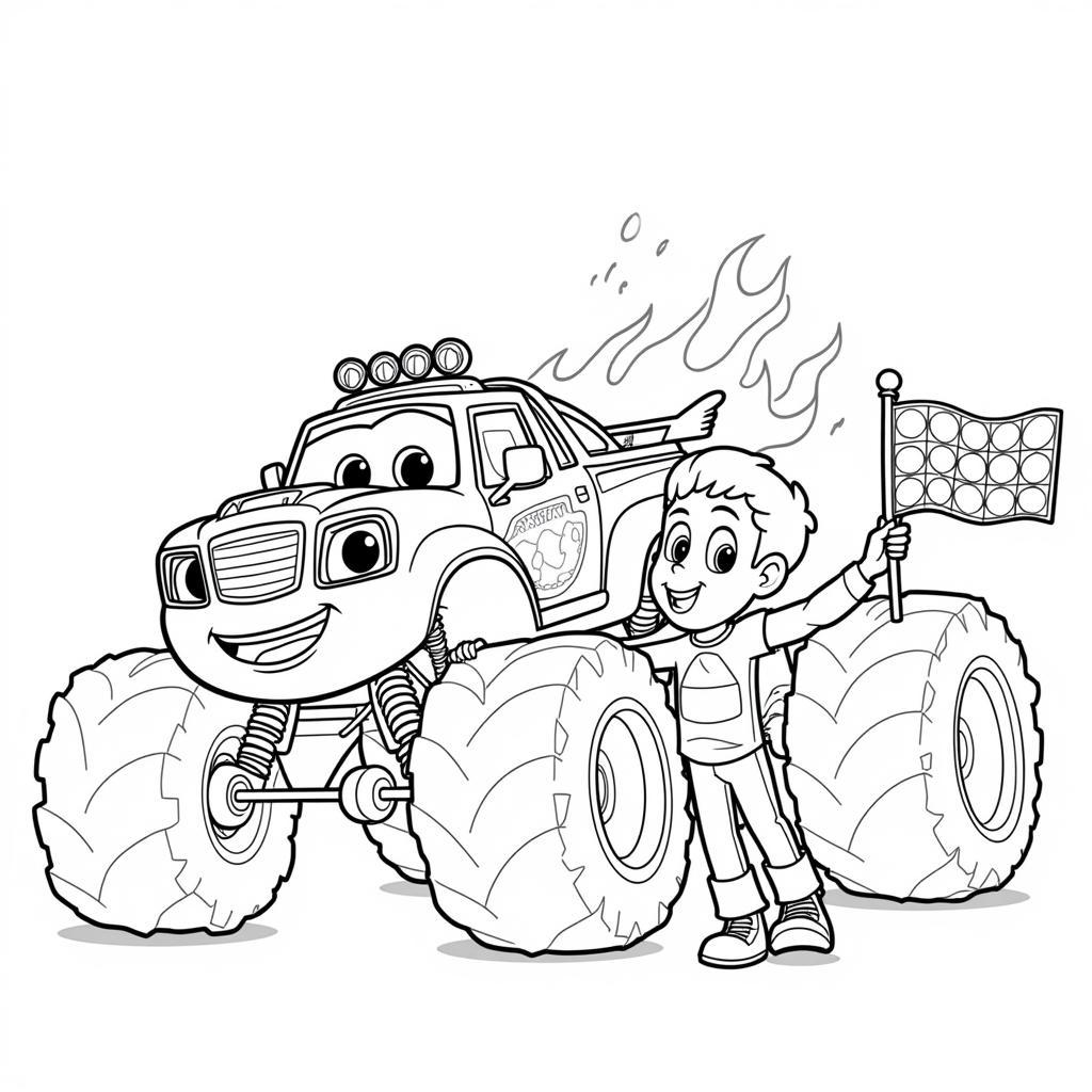 Blaze and AJ Coloring Page