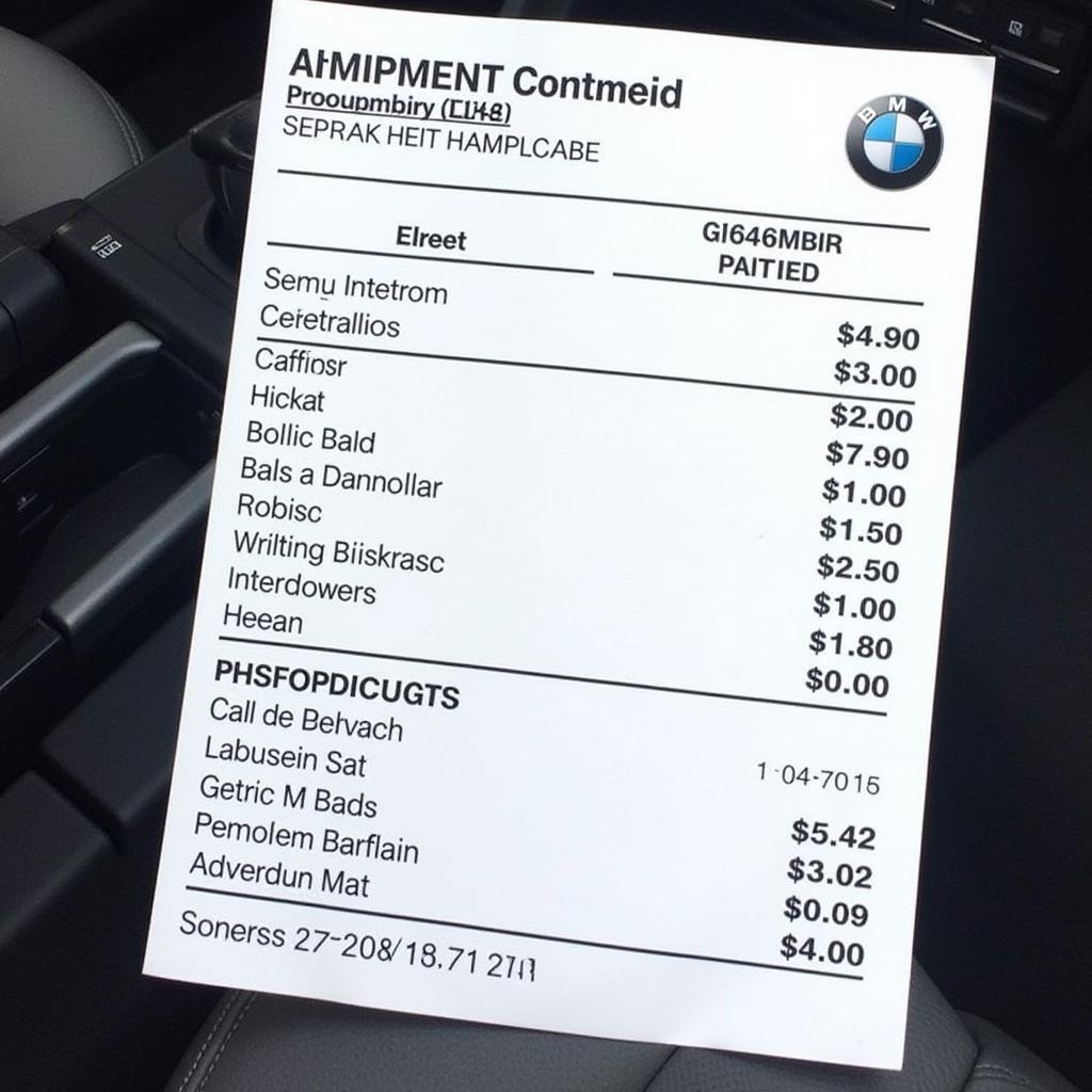 BMW Window Sticker Equipment List