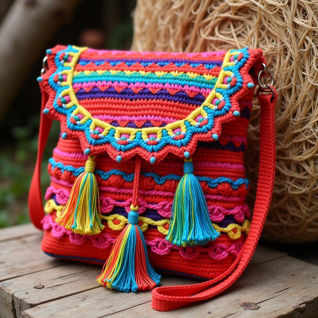 Boho Crochet Cross-Body Bag