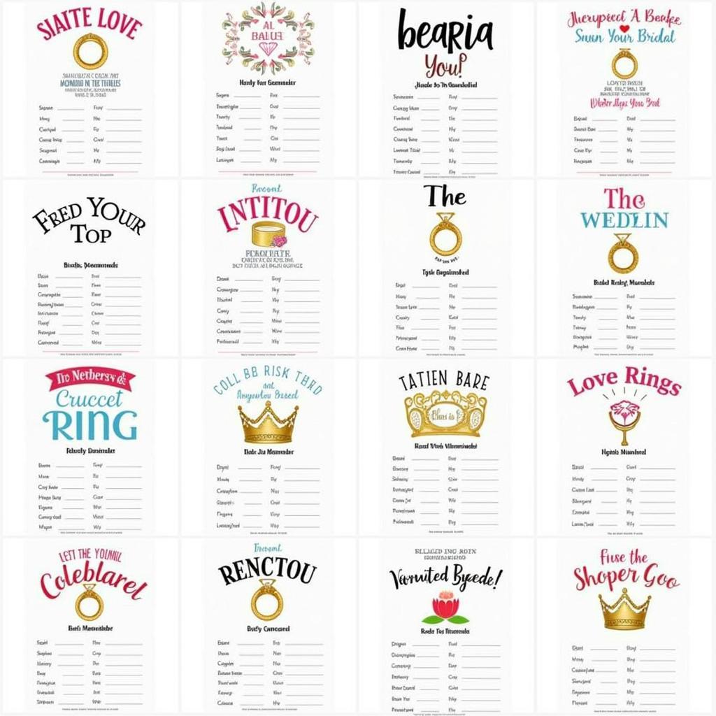 Printable Bridal Shower Ring Games