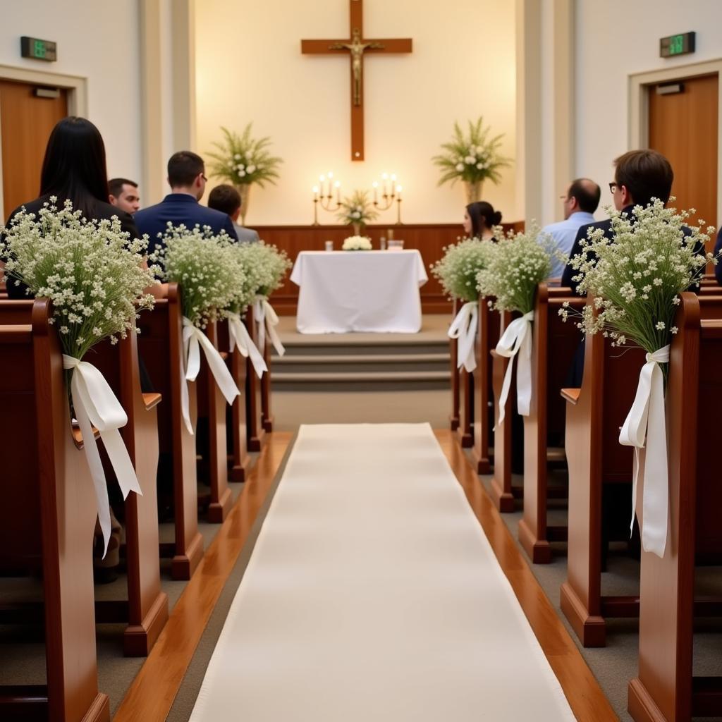 Simple yet elegant decorations in a church setting