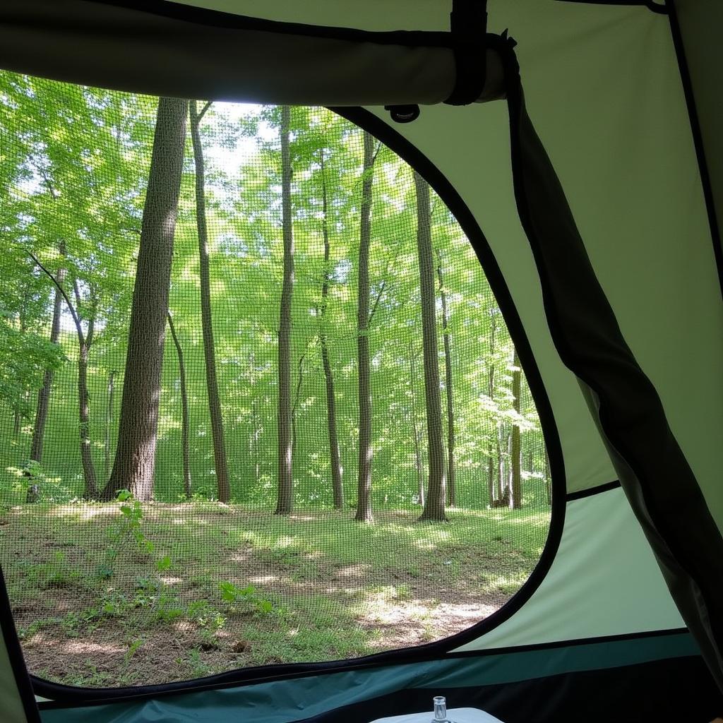 Close-up of a bug-free tent mesh