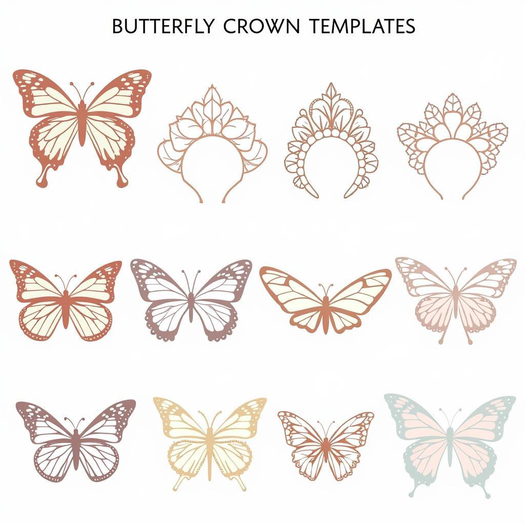 Various Butterfly Crown Printable Template Options