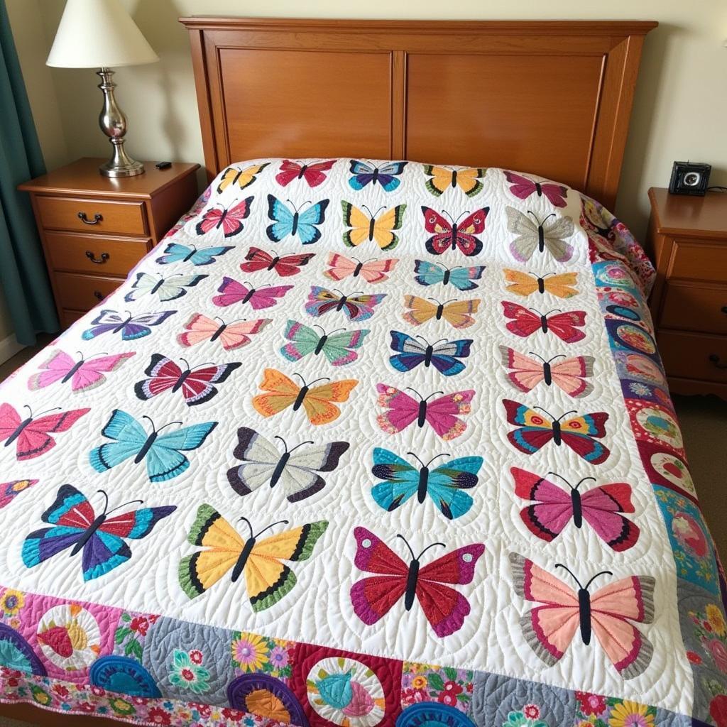 Finished butterfly paper piecing quilt