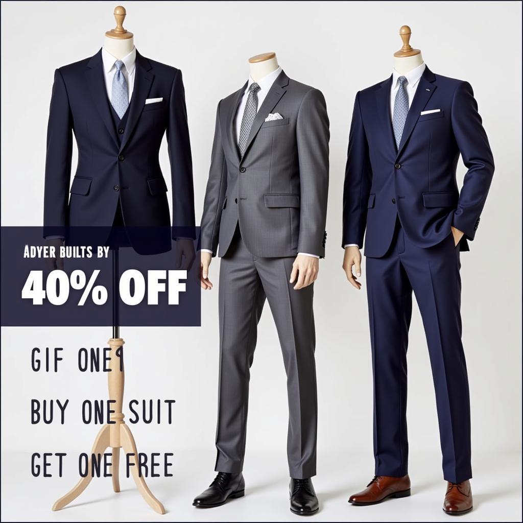 Men's suit sale promotion: Buy one, get one free