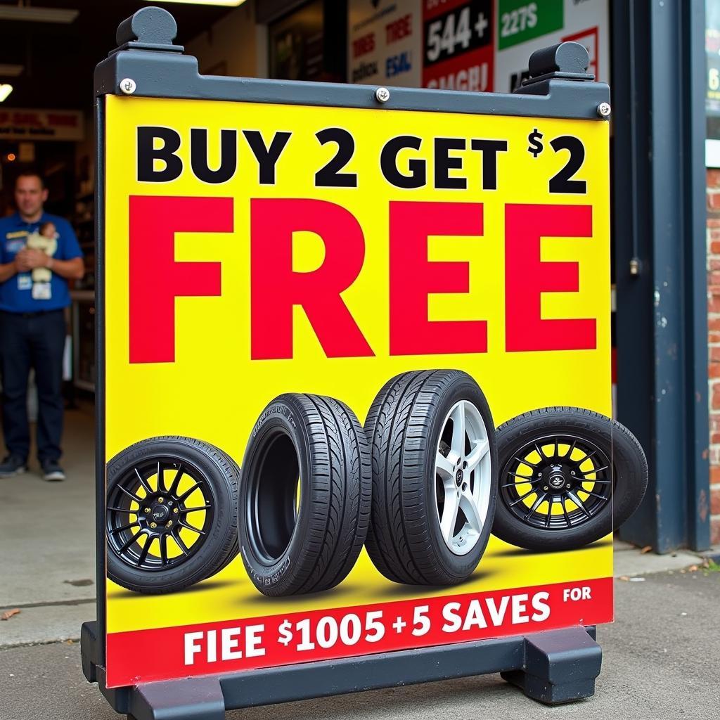 Buy Two Get Two Free Tire Sale Sign