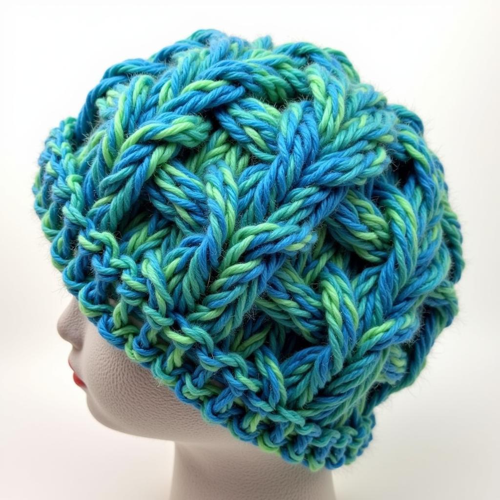 Variegated Hat with Cable Pattern