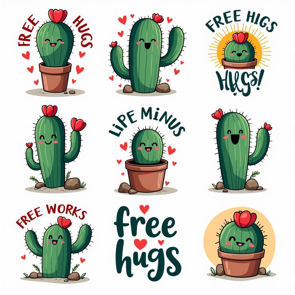 Various cactus free hugs shirt designs