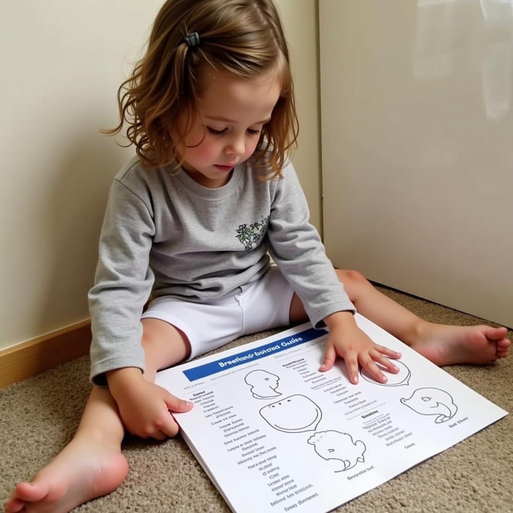 Child using calming corner printables