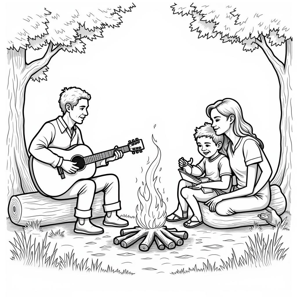 Family Camping Coloring Page