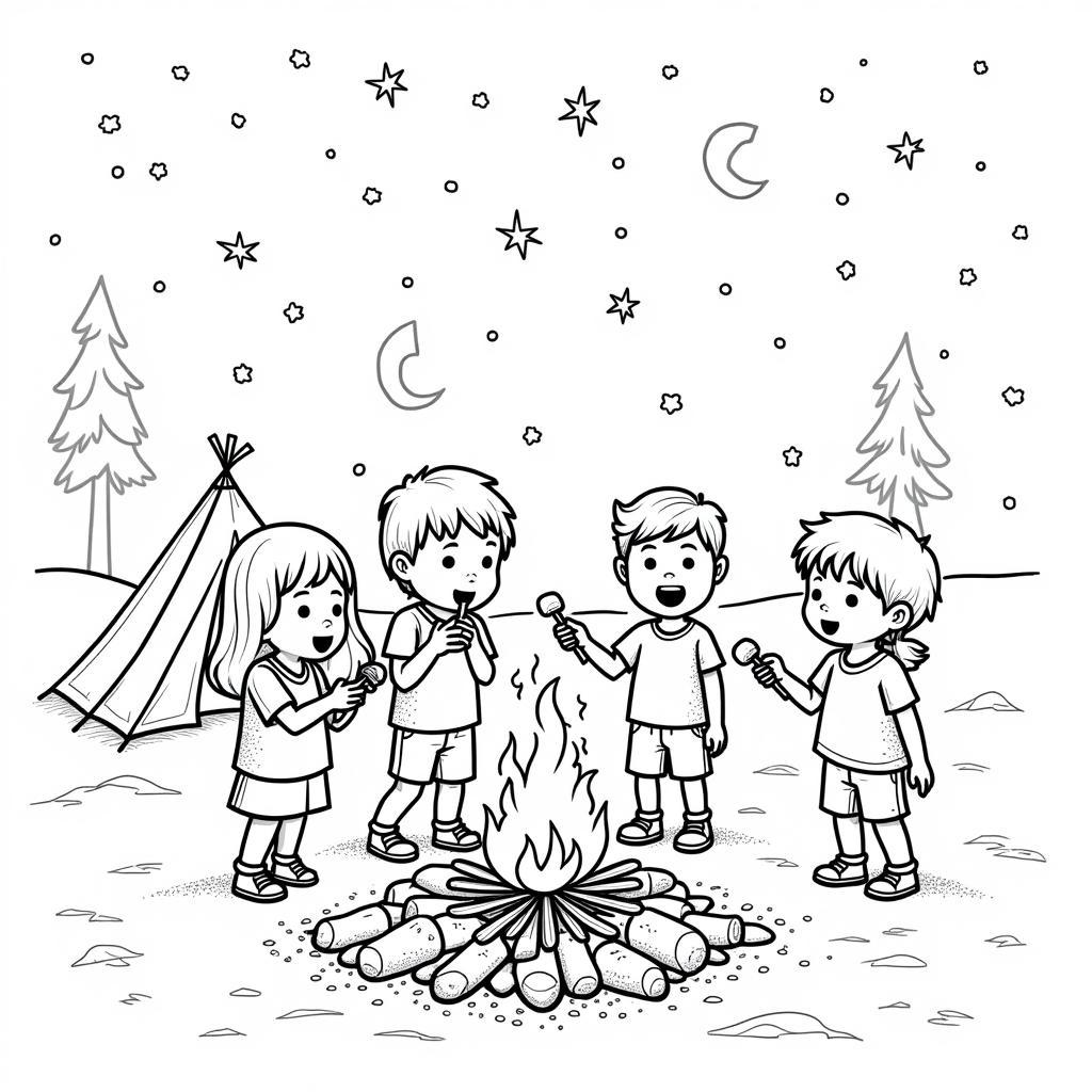 Camping Coloring Pages for Kids