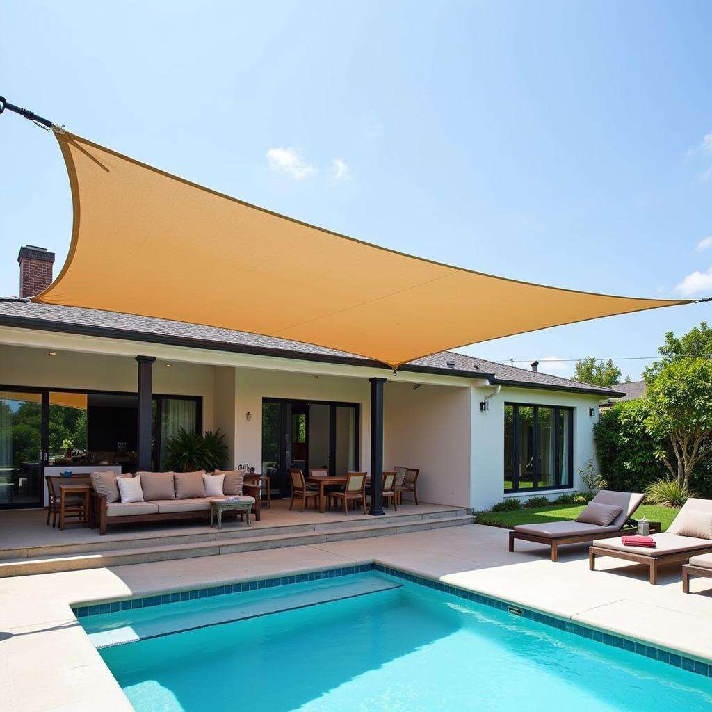 Cantilever Sun Shade by Pool