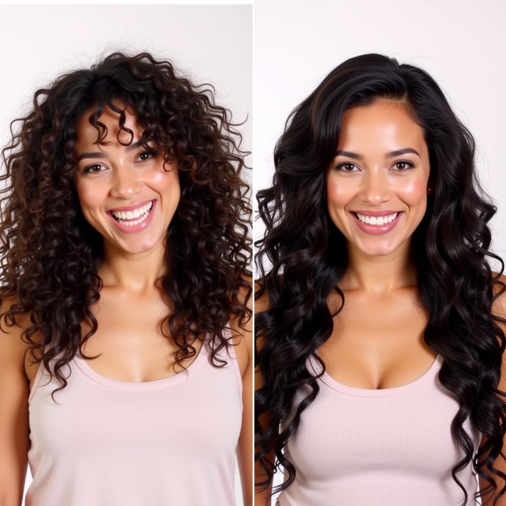 Before and After Using Cantu Frizz Free Finisher