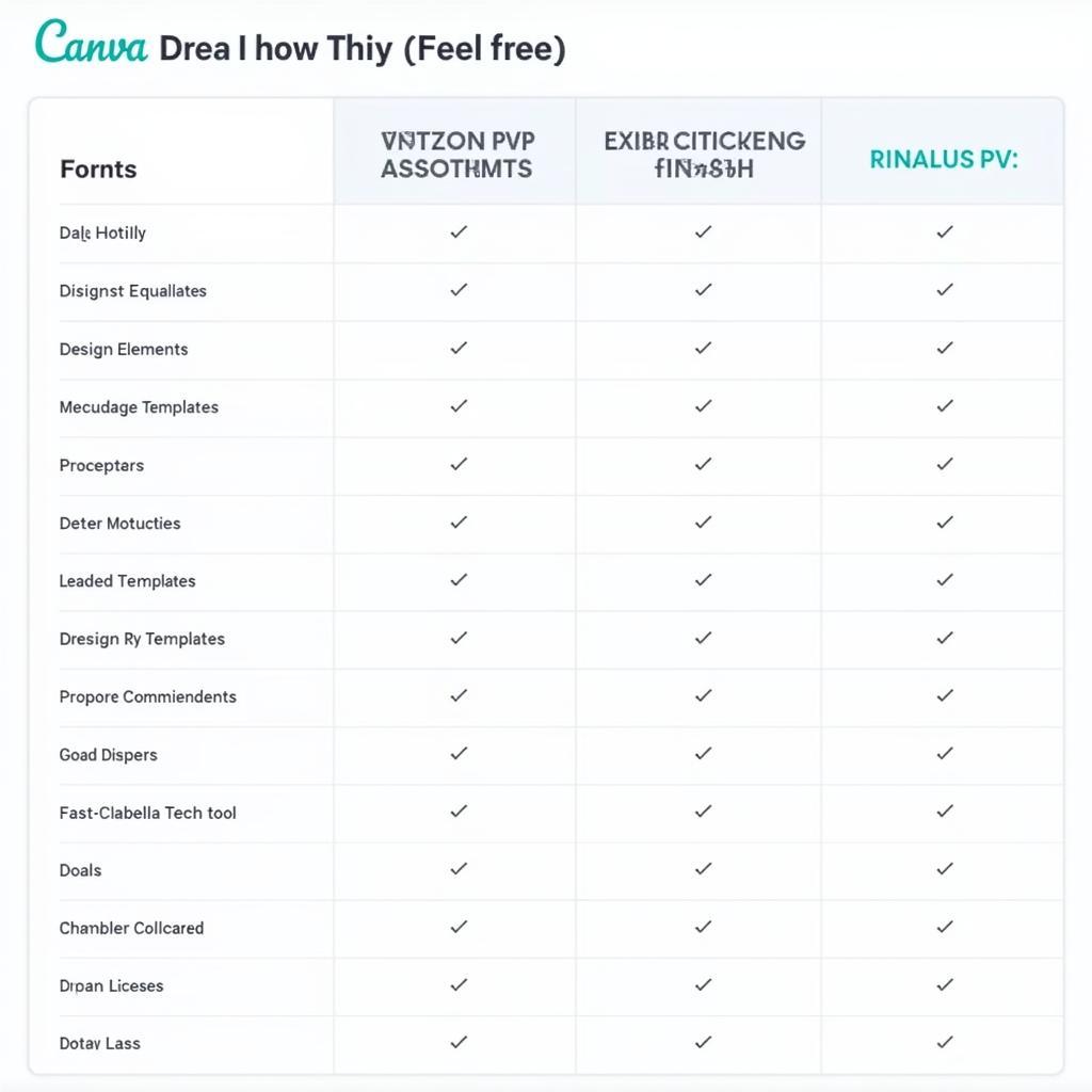 Comparison chart of Canva vs. Feel Free