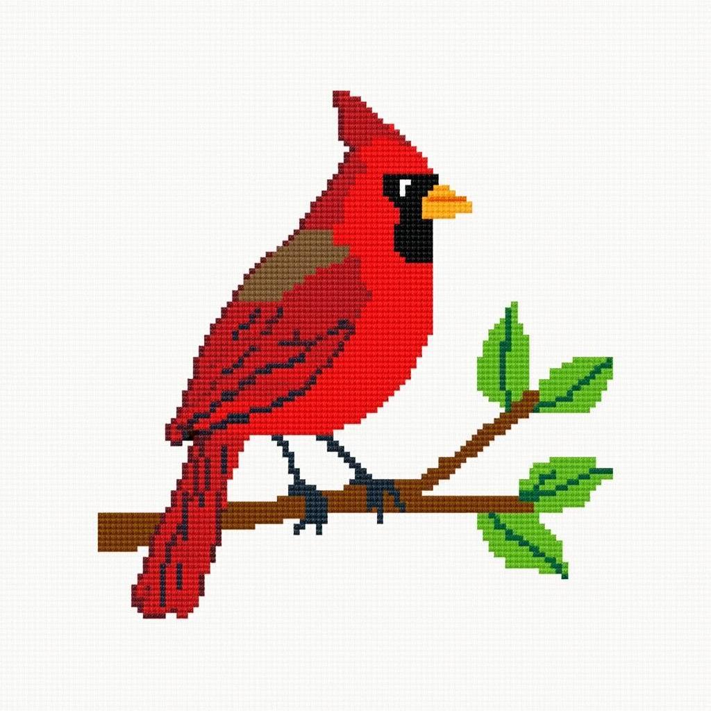 Simple Cardinal Cross Stitch Pattern for Beginners