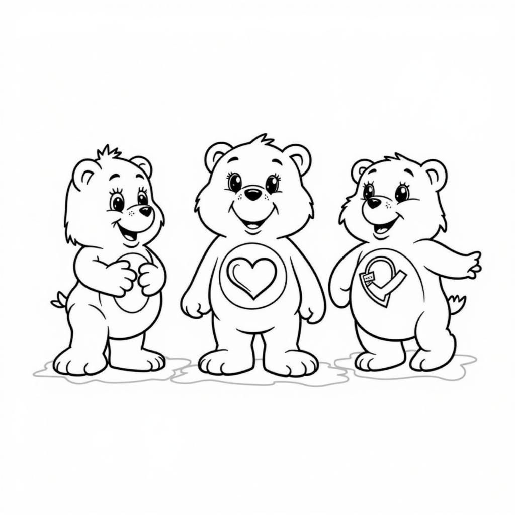 Group Care Bears coloring page