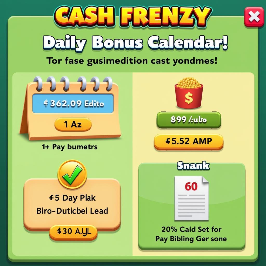 Cash Frenzy Daily Bonus Calendar