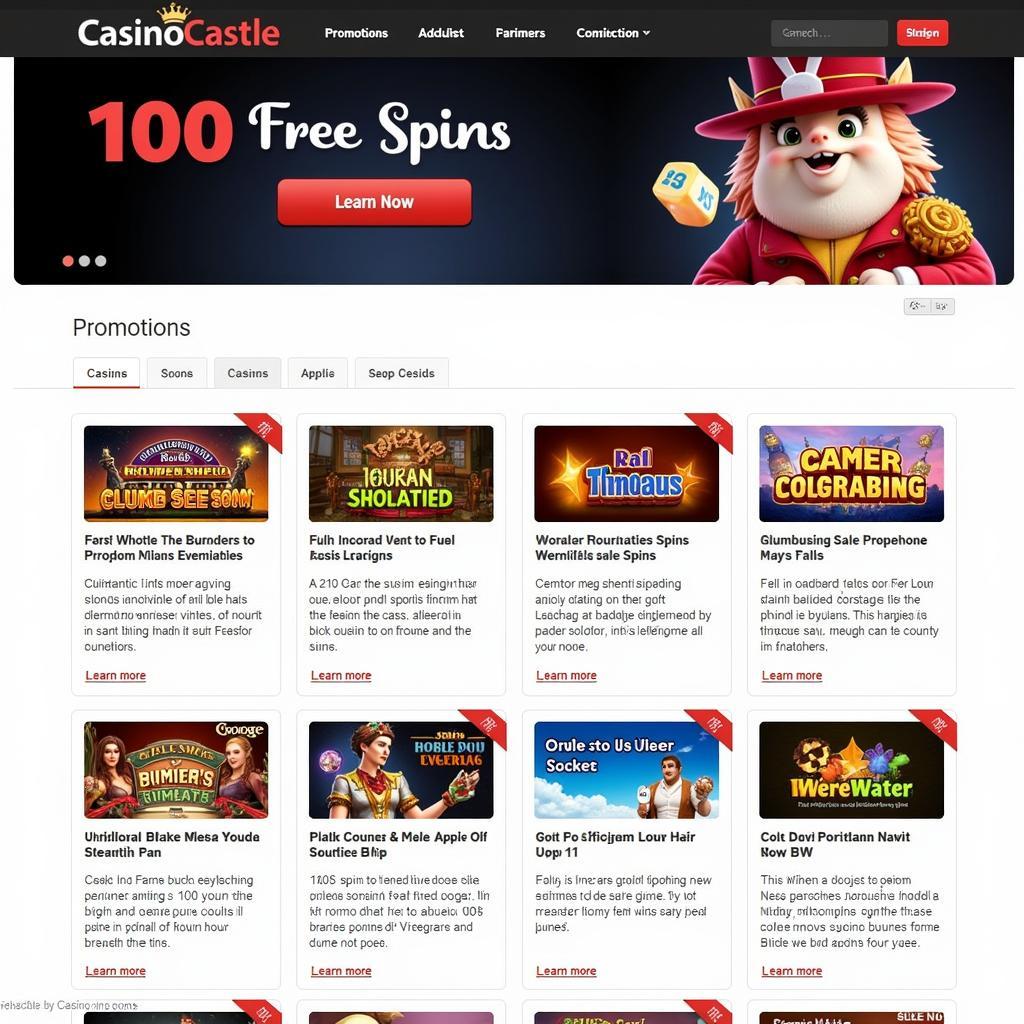 Casino Castle Promotions Page