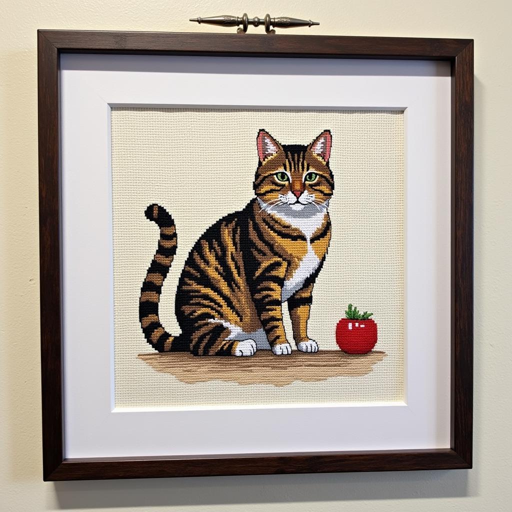 Finished Cat Cross Stitch Project