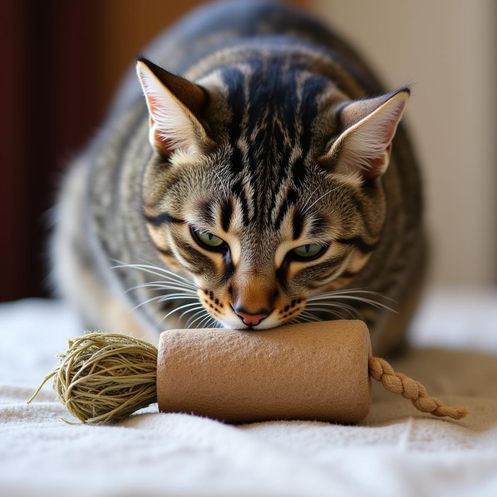 Cat Enjoying Catnip Toy