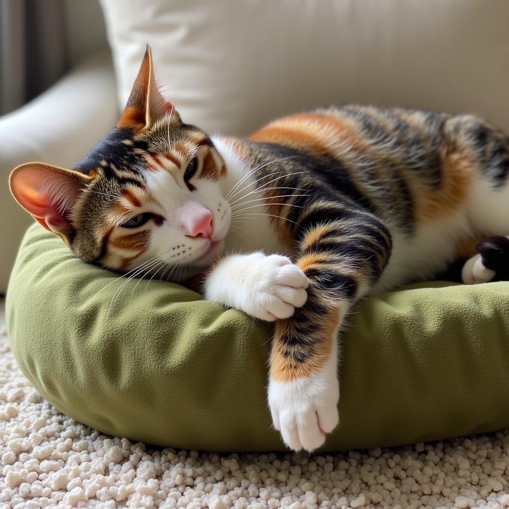 Cat Relaxing with Catnip Kick Pillow