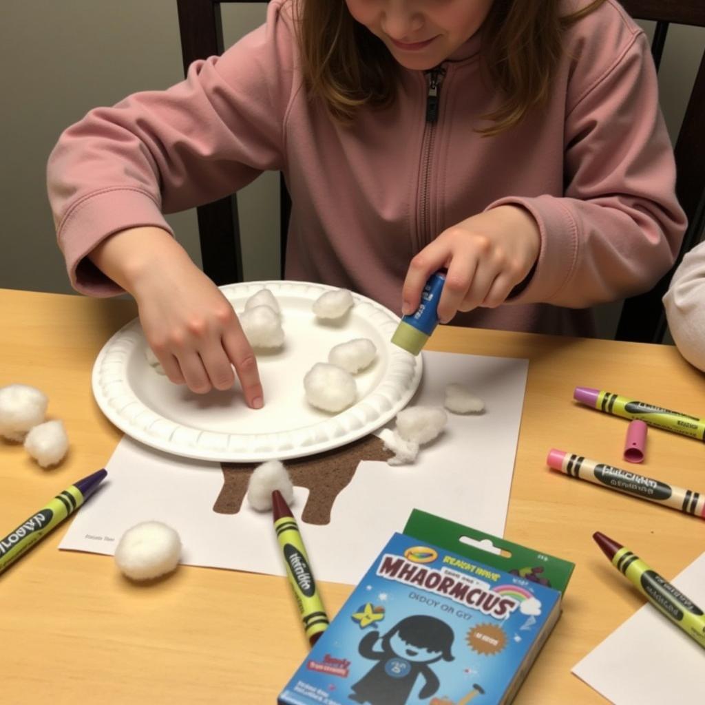 Preschooler Creating a Bible Story Craft