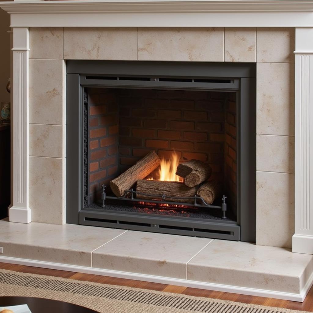 Cedar Ridge vent-free gas logs installed in a modern living room fireplace