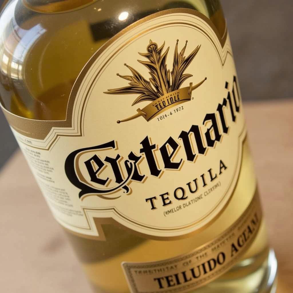 Centenario Tequila Label 100% Agave Closeup