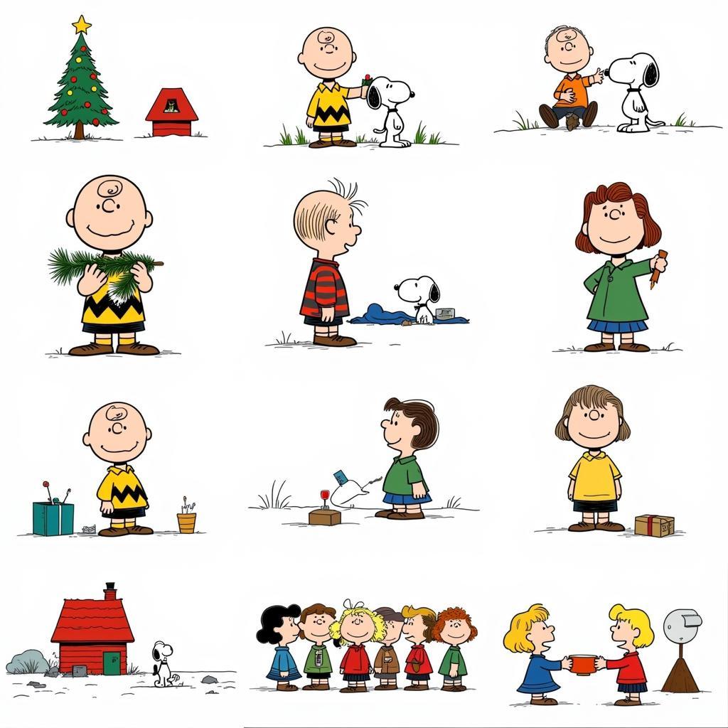 A collection of various Charlie Brown Christmas clip art