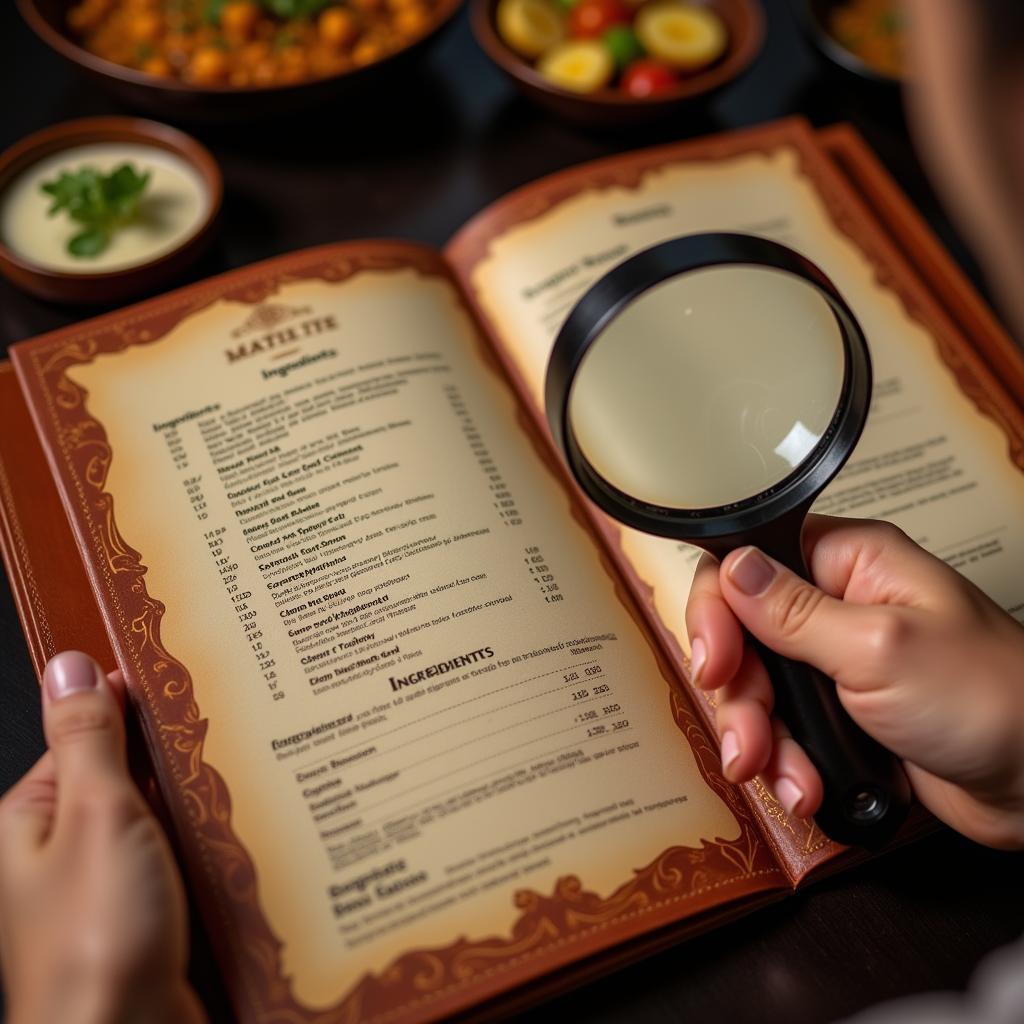 Checking Ingredients at an Indian Restaurant