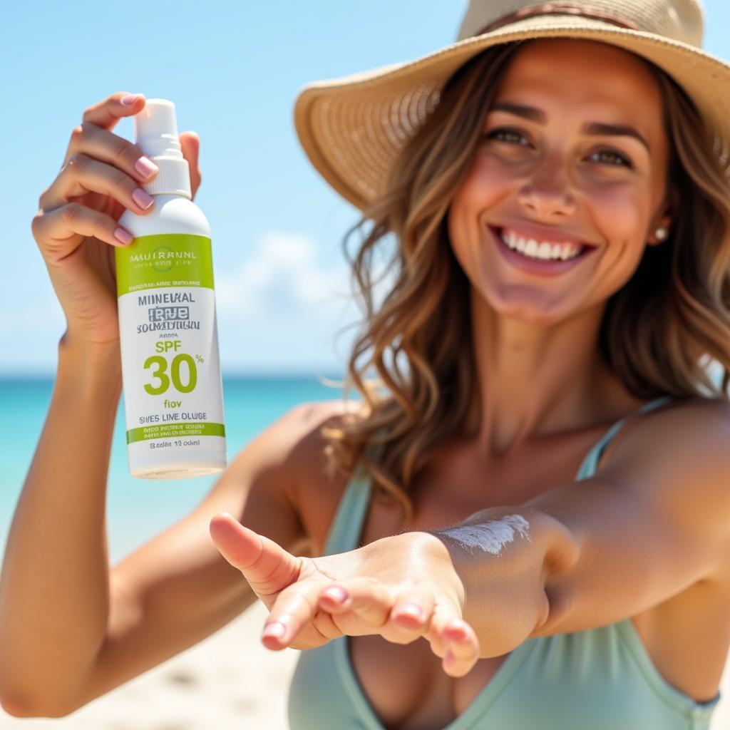 Applying chemical free sunscreen spray