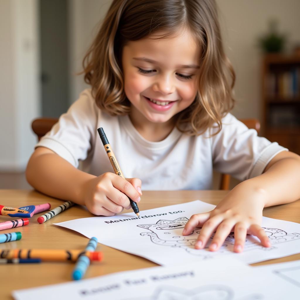 Child Engaged in Printable Activity