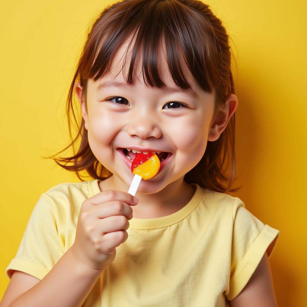 A Happy Child Enjoying a Sugar Free Lollipop