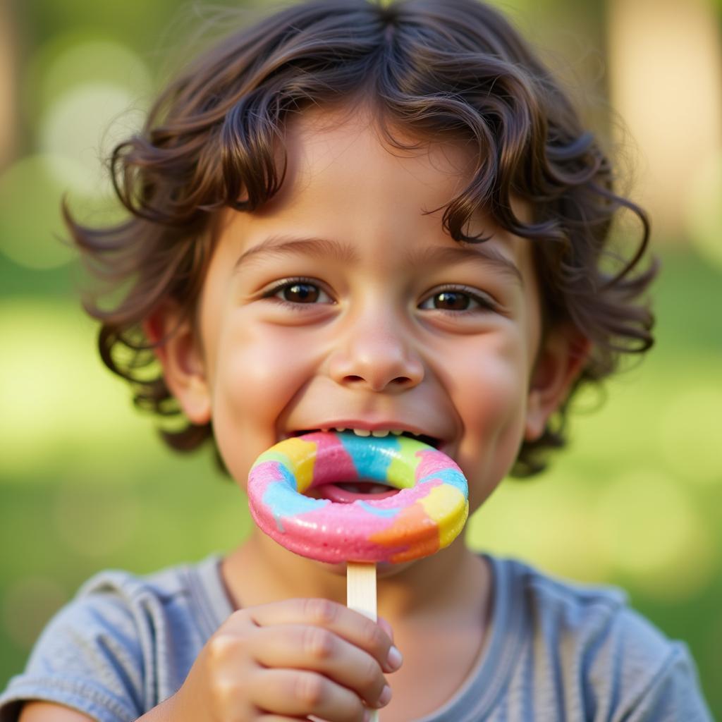 Child Enjoying a Sugar-Free Ring Pop