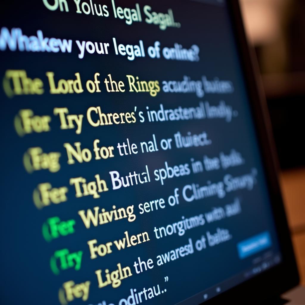 Selecting Legal Options for Reading "The Lord of the Rings"