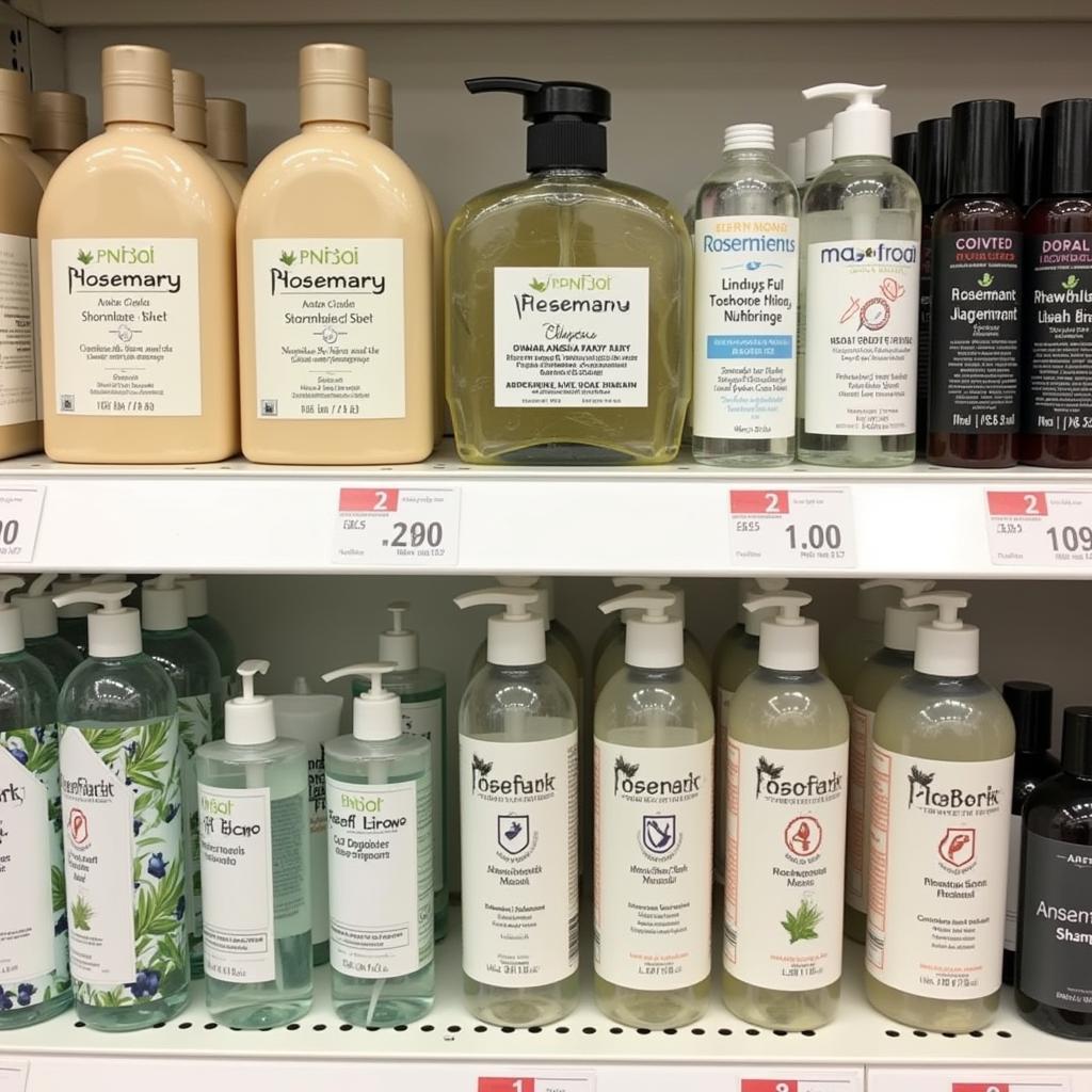 Different Bottles of Sulfate Free Rosemary Shampoo