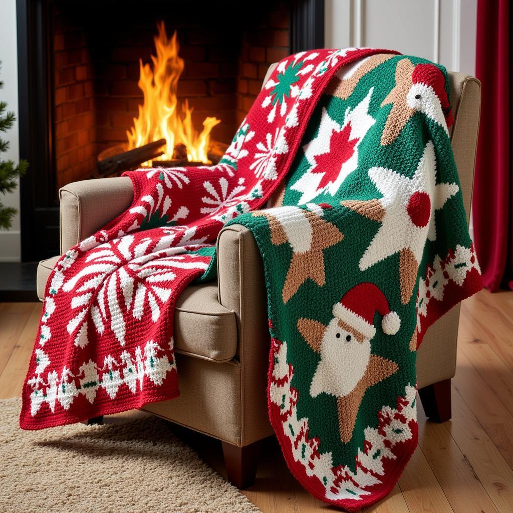 Christmas crochet blanket patterns ideas