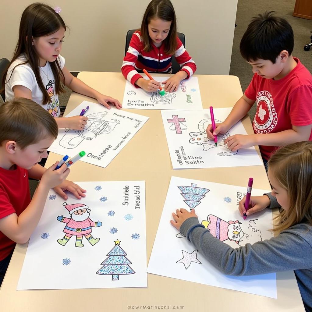 Kids engaging with Christmas dot marker printables