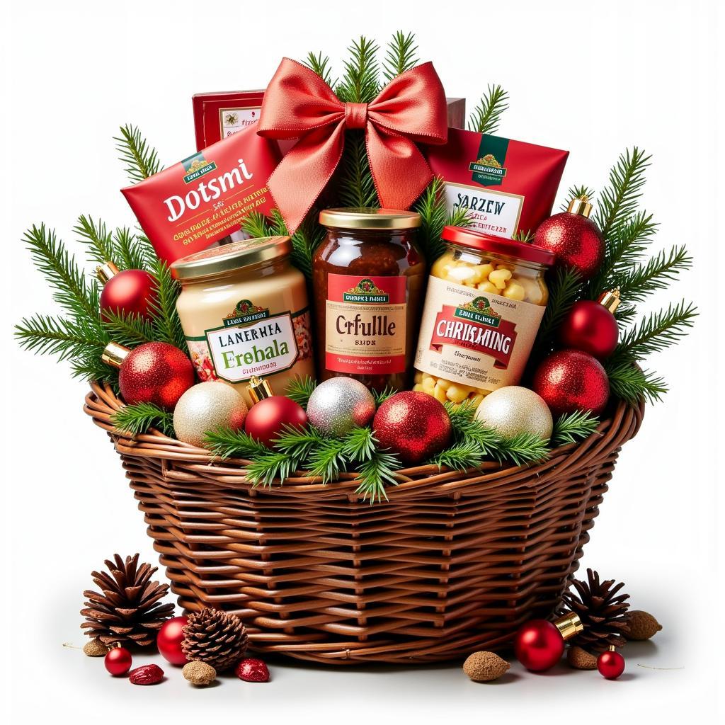 Christmas Gift Basket with Ornaments