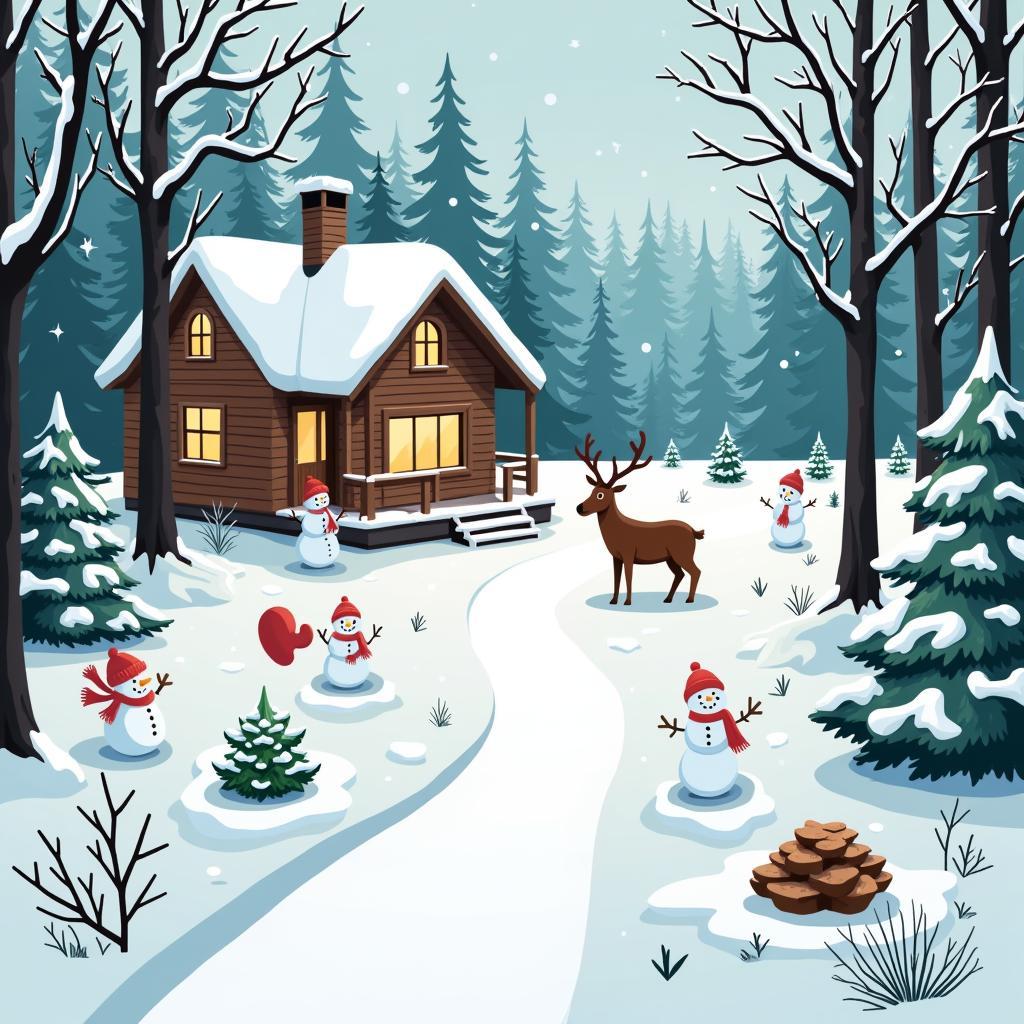 Printable Christmas Hidden Picture for Adults: Winter Wonderland