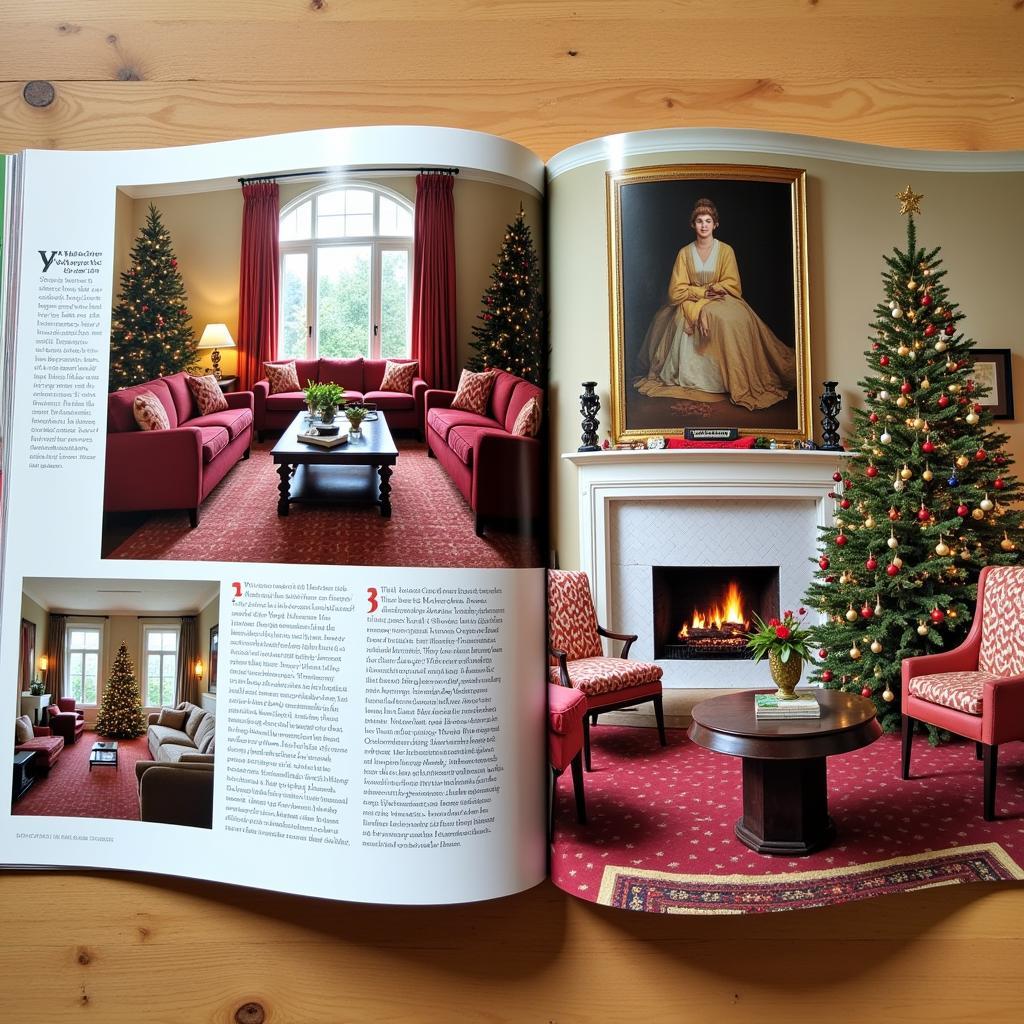 Festive Christmas magazine spread featuring home decor ideas