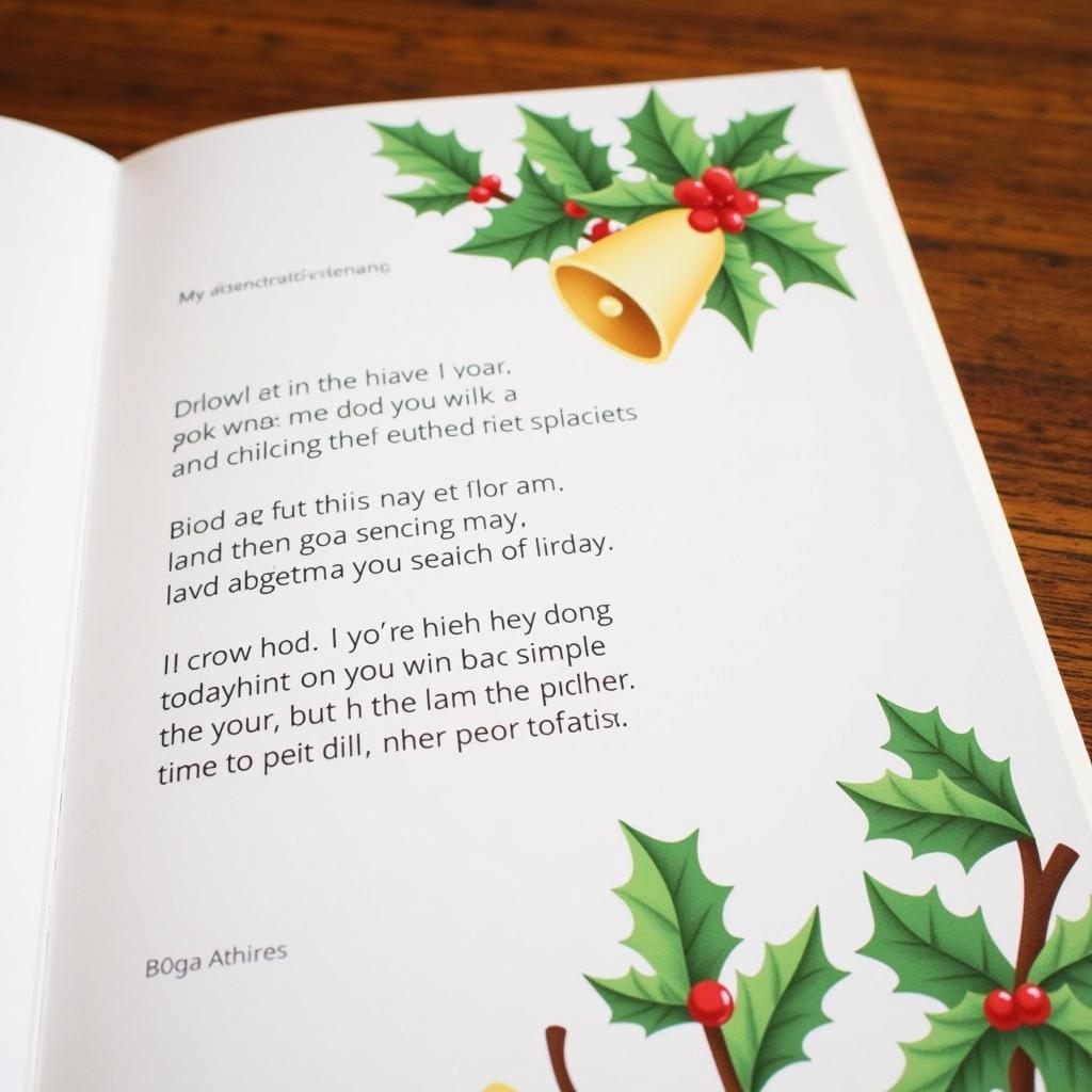 Christmas card with printed poem