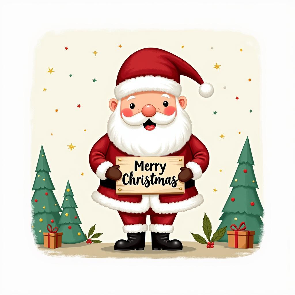 Festive Christmas wall art with Santa Claus